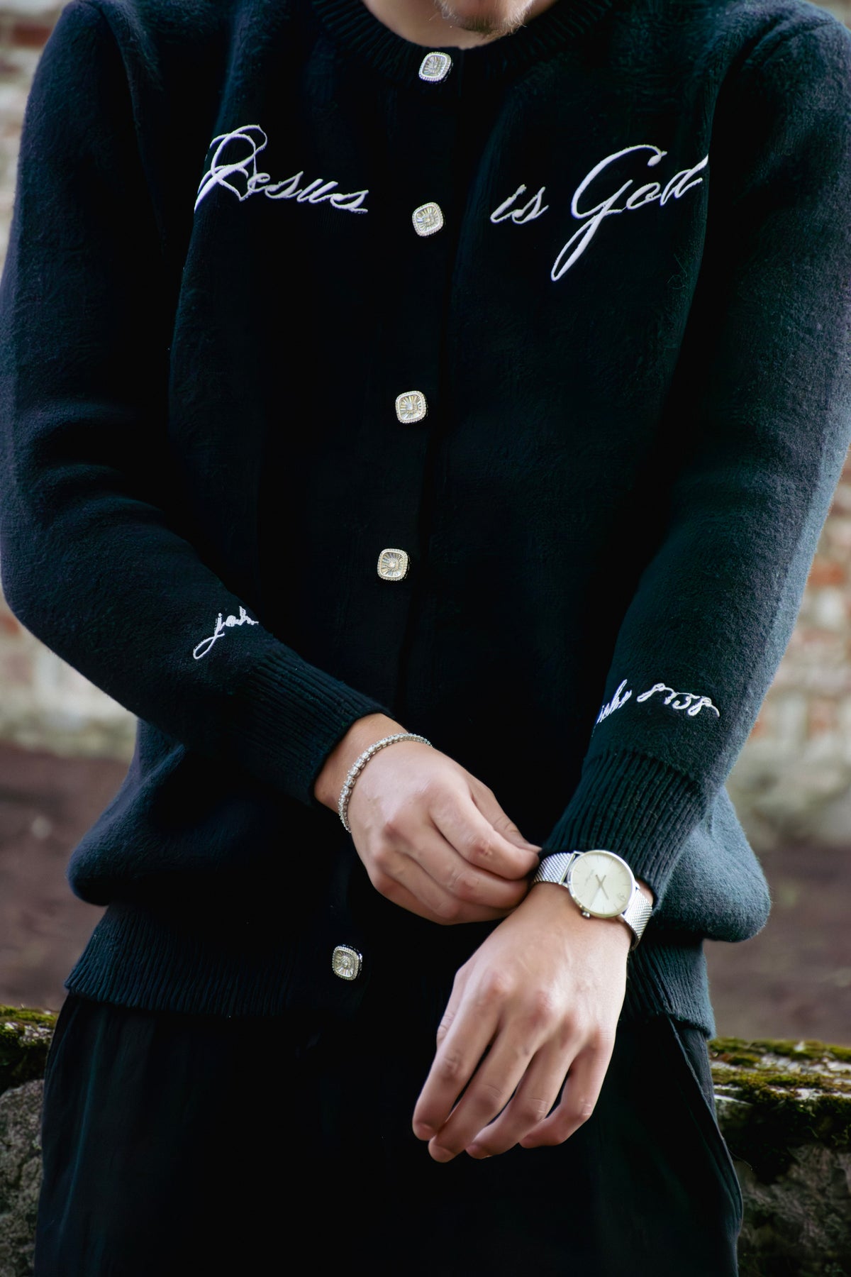 JESUS IS GOD BLACK CARDIGAN