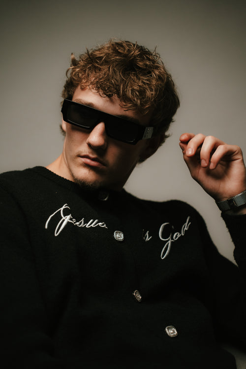 JESUS IS GOD BLACK CARDIGAN