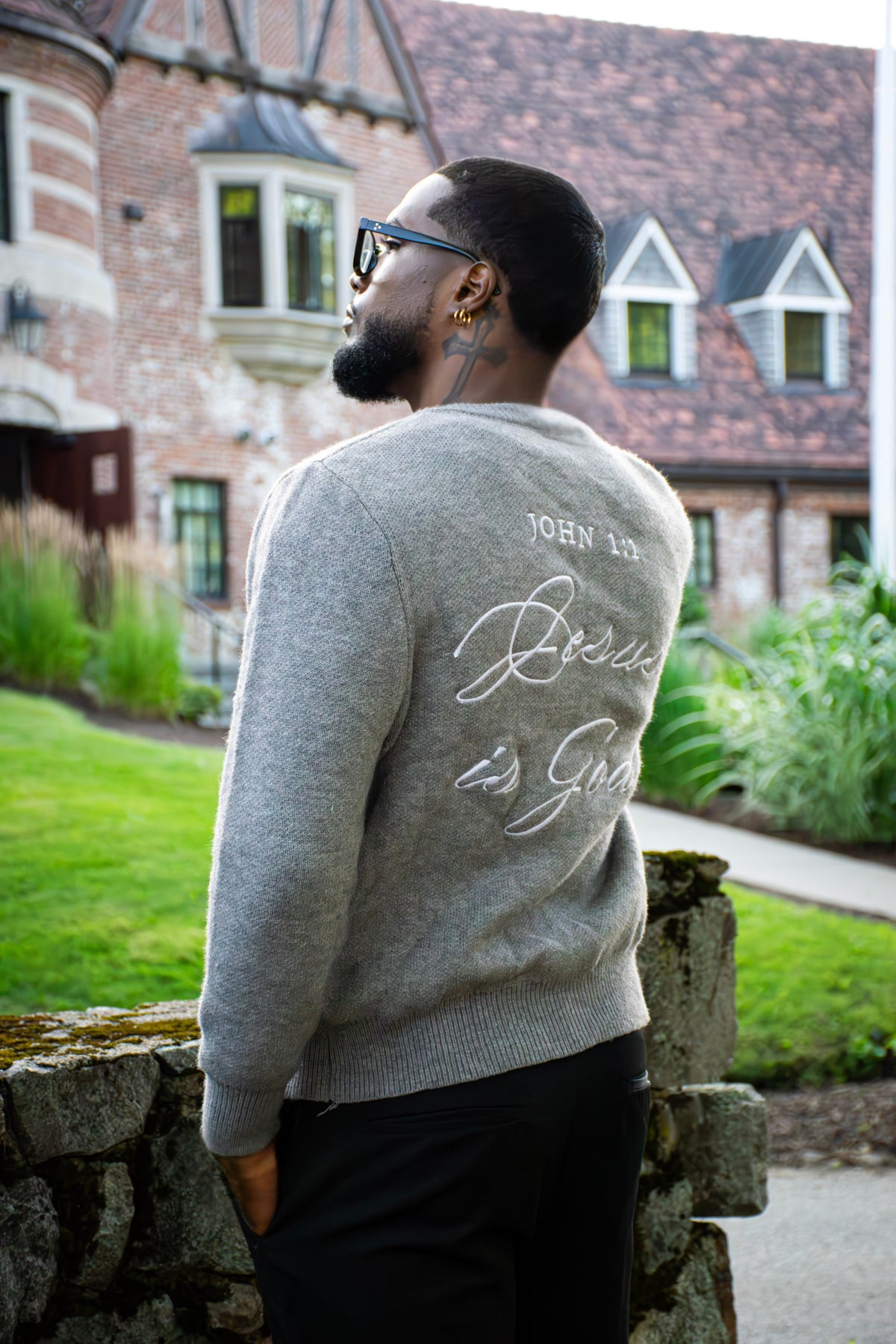 JESUS IS GOD GREY CARDIGAN