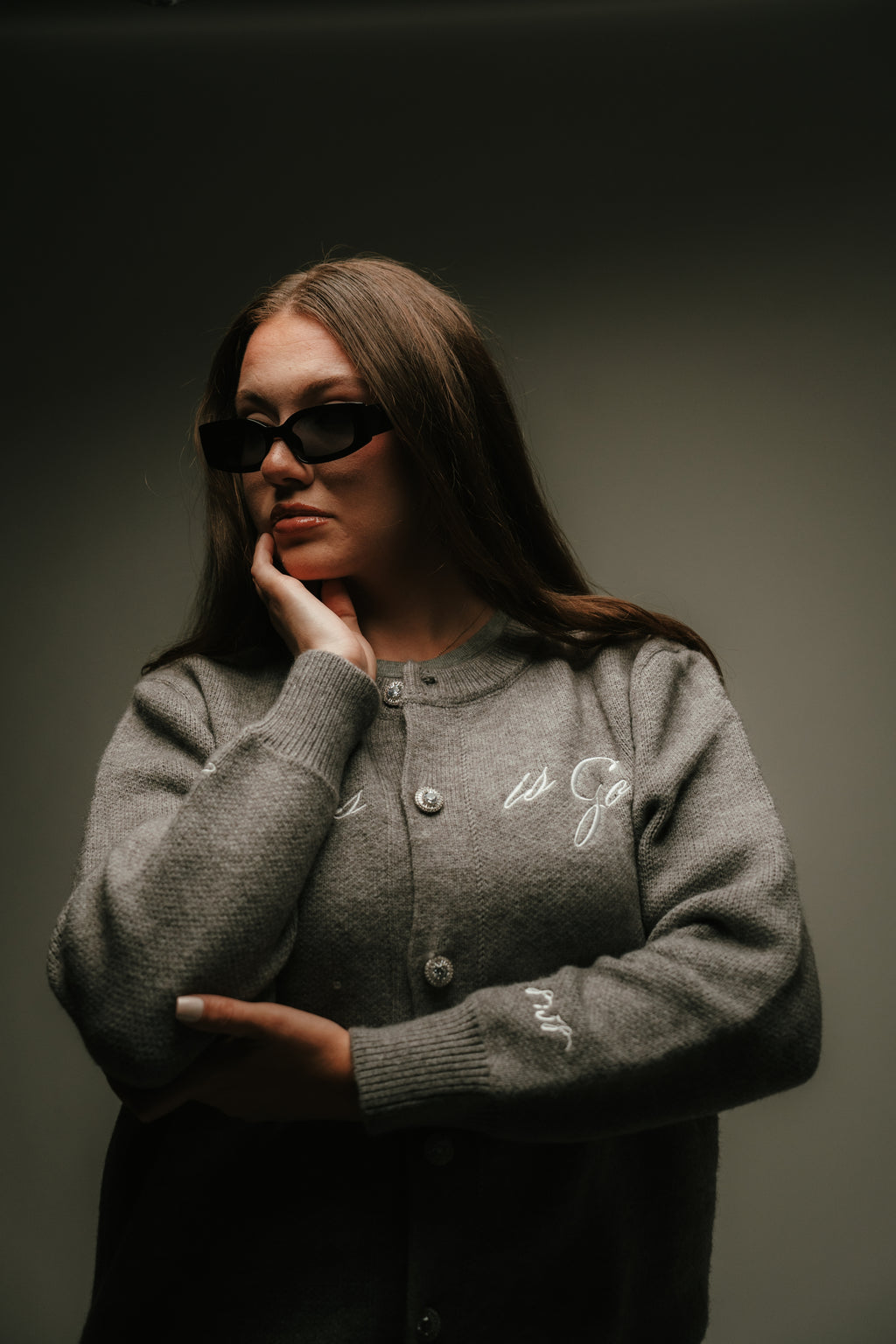 JESUS IS GOD GREY CARDIGAN